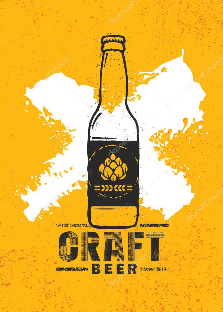 Craft Beer Local Brewery Artisan Creative Vector Sign Concept. Rough Handmade Alcohol Banner. Beverage Menu Page Design 