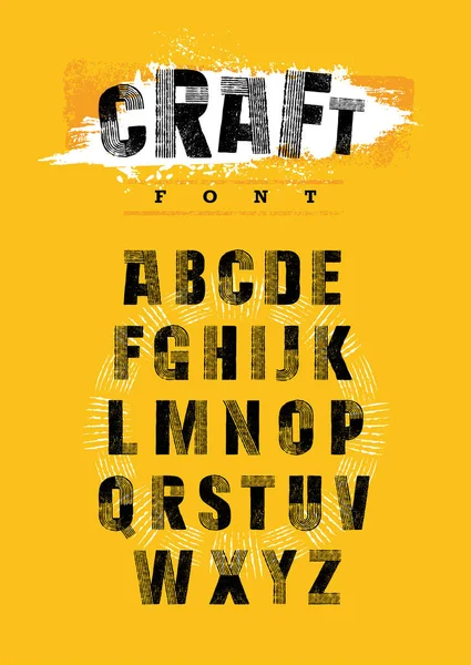 Organic Craft Urban Farm Font. Local Farm Market Food Letters Vector Concept. Cartas ásperas artesanales — Archivo Imágenes Vectoriales