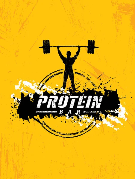 Protein Bar Egészséges Sport Táplálkozás Kreatív Hatékony Jelvektor koncepció — Stock Vector