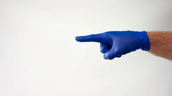 Vücut Dili Doktor Bir Parmak Işaret Ediyor Beyaz Bir Arkaplanda — Stok fotoğraf
