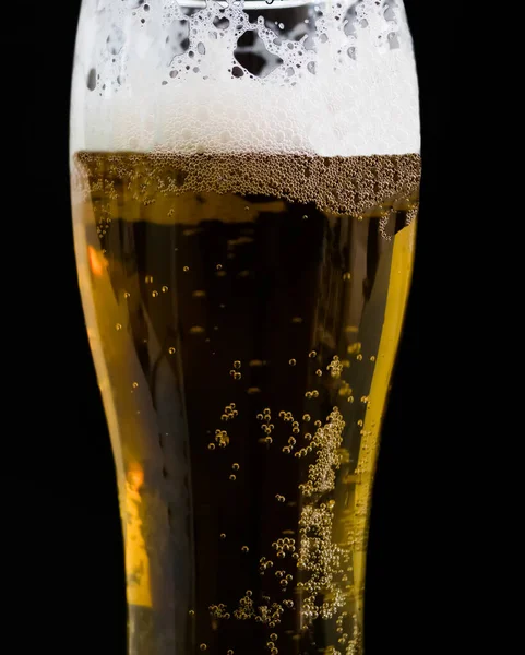 Cerveja Copo Com Bolhas Espuma — Fotografia de Stock