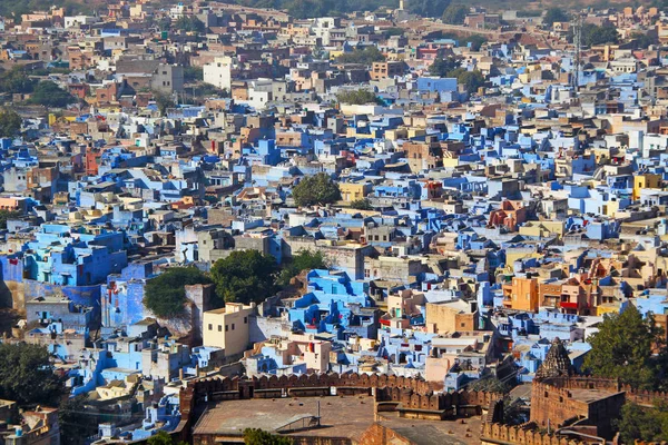 Felülnézet panorama jodhpur city vagy a kék város rajasthan, india — Stock Fotó