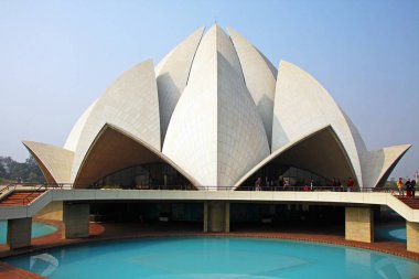 DELHI, INDIA - JAN 12, 2015: The Lotus Temple, located in New Delhi, India clipart