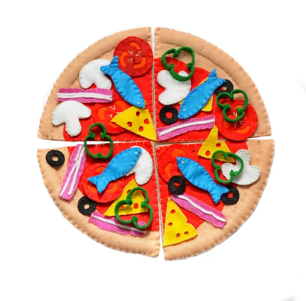 Pizza hissettim. Gıda oyuncaklar çocuklar için hissettim — Stok fotoğraf