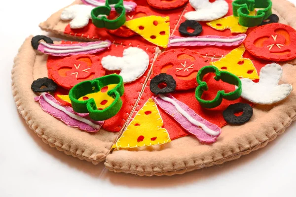 Pizza sentita. Giocattoli di cibo feltro per i bambini — Foto Stock