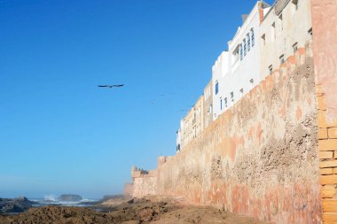 Essaouira, Fas - 6 Ocak 2016: Müstahkem duvar Essaouira çevresinde 