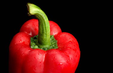 Siyah arka plan kırmızı dolmalık biber.