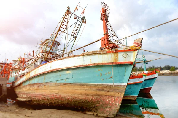 Big wood fishery boat stop at the port. — Stock Photo, Image