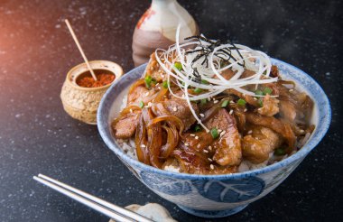 Japon sığır eti kase ya da Japon arama gyudon.