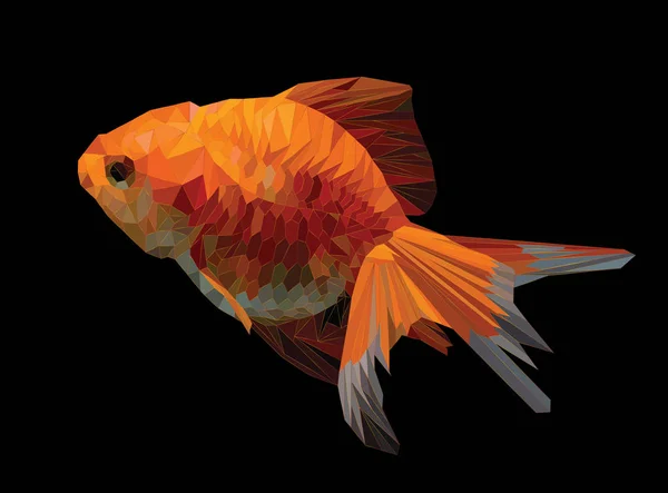 Illustration polygonal drawing of golden fish. — Stock Vector