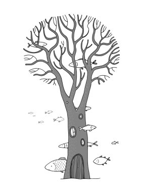 güzel sihirli ağaç ve deniz balık.