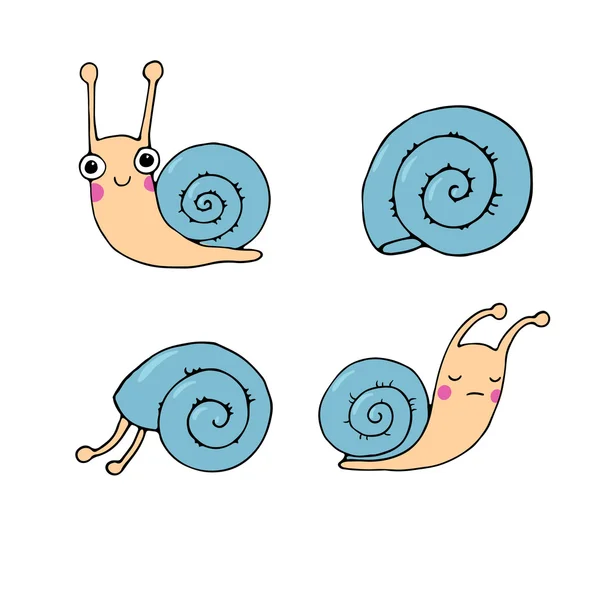 Un ensemble de petits escargots mignons . — Image vectorielle