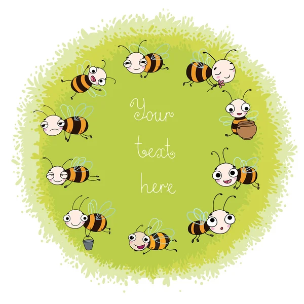 Set con lindas abejas de dibujos animados . — Vector de stock
