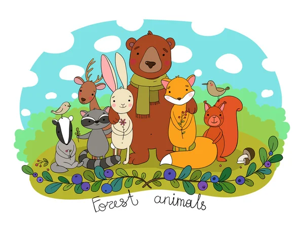 Χαριτωμένα ζώα του δάσους. — Διανυσματικό Αρχείο