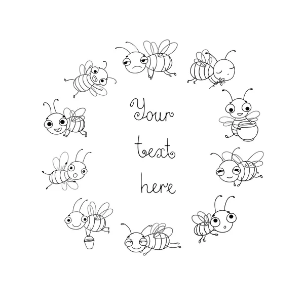 Set mit niedlichen Comic-Bienen. — Stockvektor