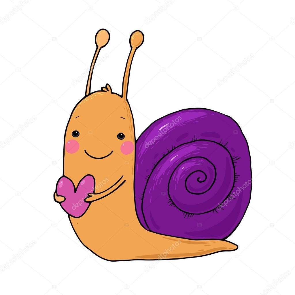 Cute cartoon snail with heart. Stock Vector Image by ©Natasha_Chetkova  #124875554