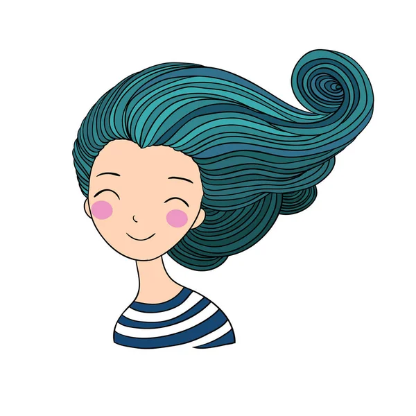Beautiful young girl mermaid. Sea theme. — Stock Vector