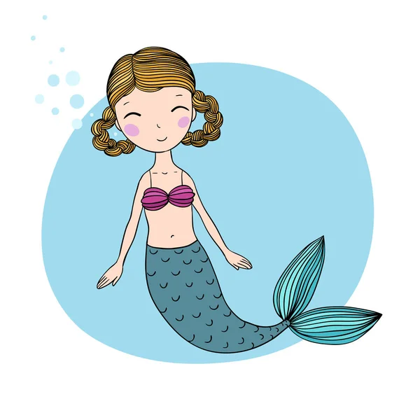Beautiful little mermaid. Siren. Sea theme. — Stock Vector