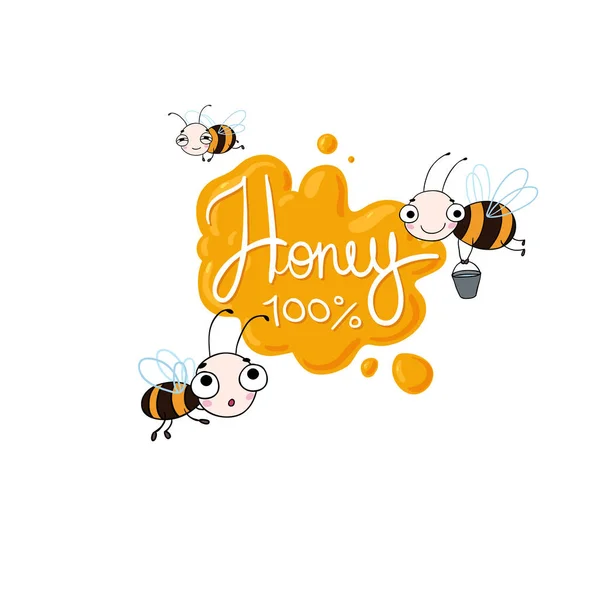 Set con lindas abejas de dibujos animados . — Vector de stock