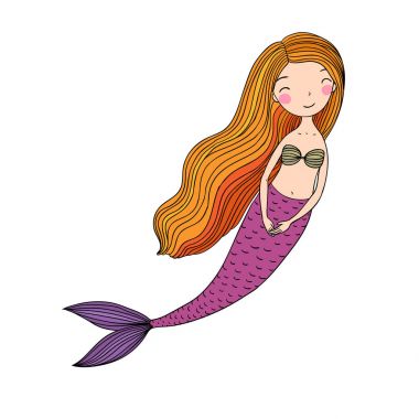 Güzel küçük deniz kızı. Siren. Deniz Tema.