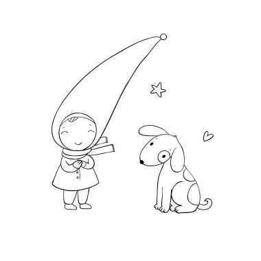 Sevimli küçük gnome ve köpek.