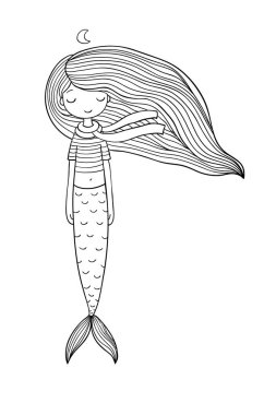 Güzel küçük deniz kızı. Siren. Deniz Tema.