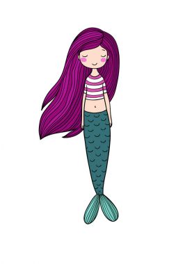 Güzel küçük deniz kızı. Siren. Deniz Tema.