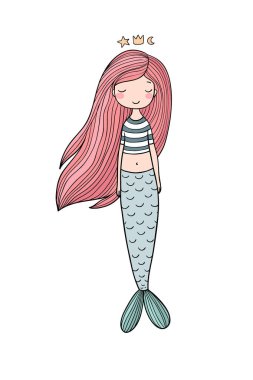 Güzel küçük deniz kızı. Siren. Deniz Tema.
