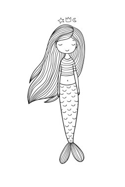 Güzel küçük deniz kızı. Siren. Deniz Tema.