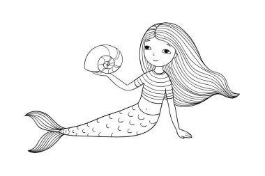 Güzel deniz kızı ve kabuk. Siren.