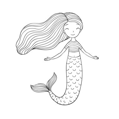 Güzel küçük deniz kızı. Siren. Deniz Tema.