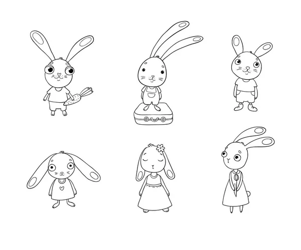 Sada Bunny roztomilý kreslený. — Stockový vektor