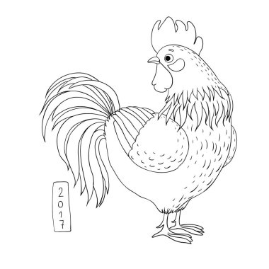 Rooster. Cartoon cock.