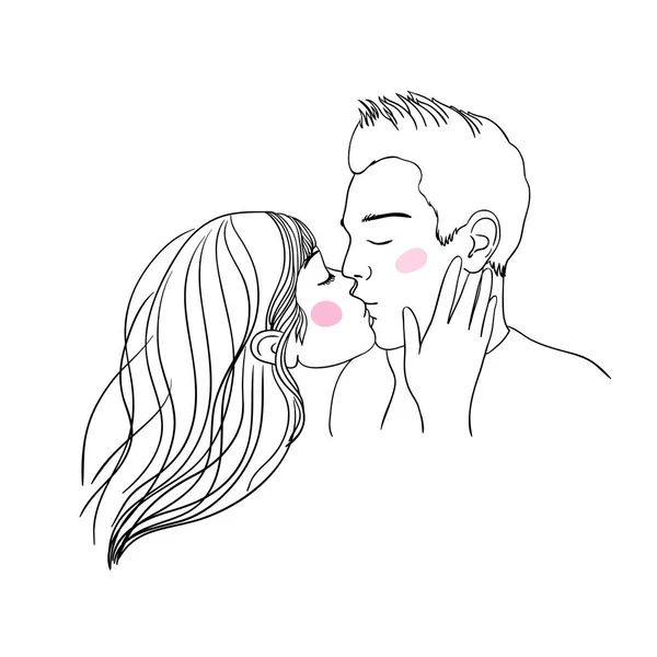 Line art of kissing couple vector image on VectorStock in 2023