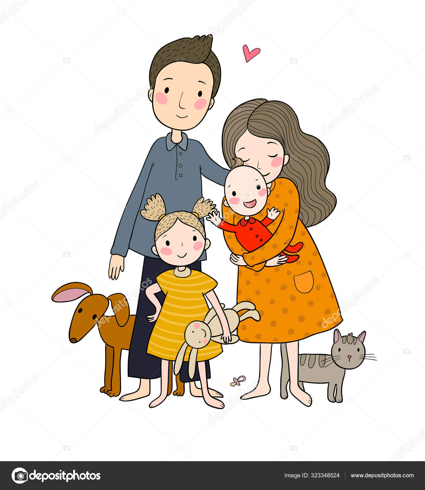 A happy family. Parents with children. Cute cartoon dad, mom, daughter, son and baby. Funny pet cat and dog Stock Vector Image by ©Natasha_Chetkova #323348524 A happy family. Parents with children. Cute cartoon dad, mom, daughter, son and baby. Funny pet cat and dog Stock Vector Image by ©Natasha_Chetkova #323348524