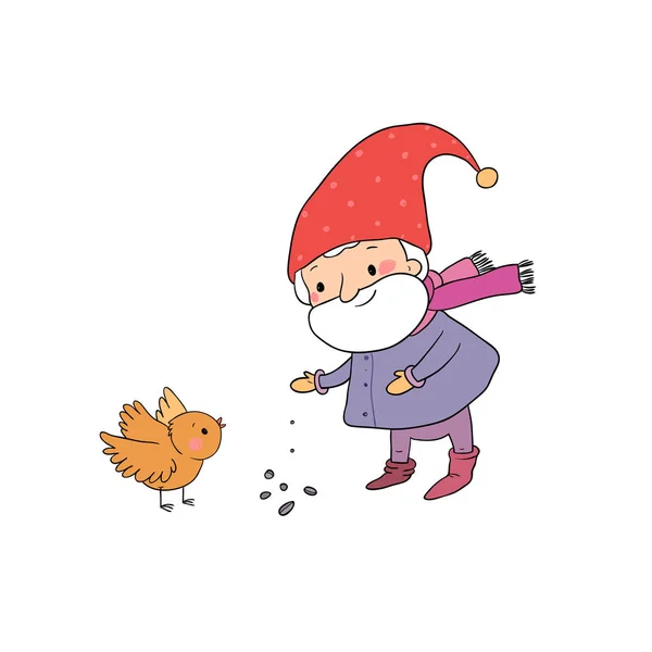 Carini gli gnomi dei cartoni animati. Elfi di Natale. troll forestali. Vettore — Vettoriale Stock