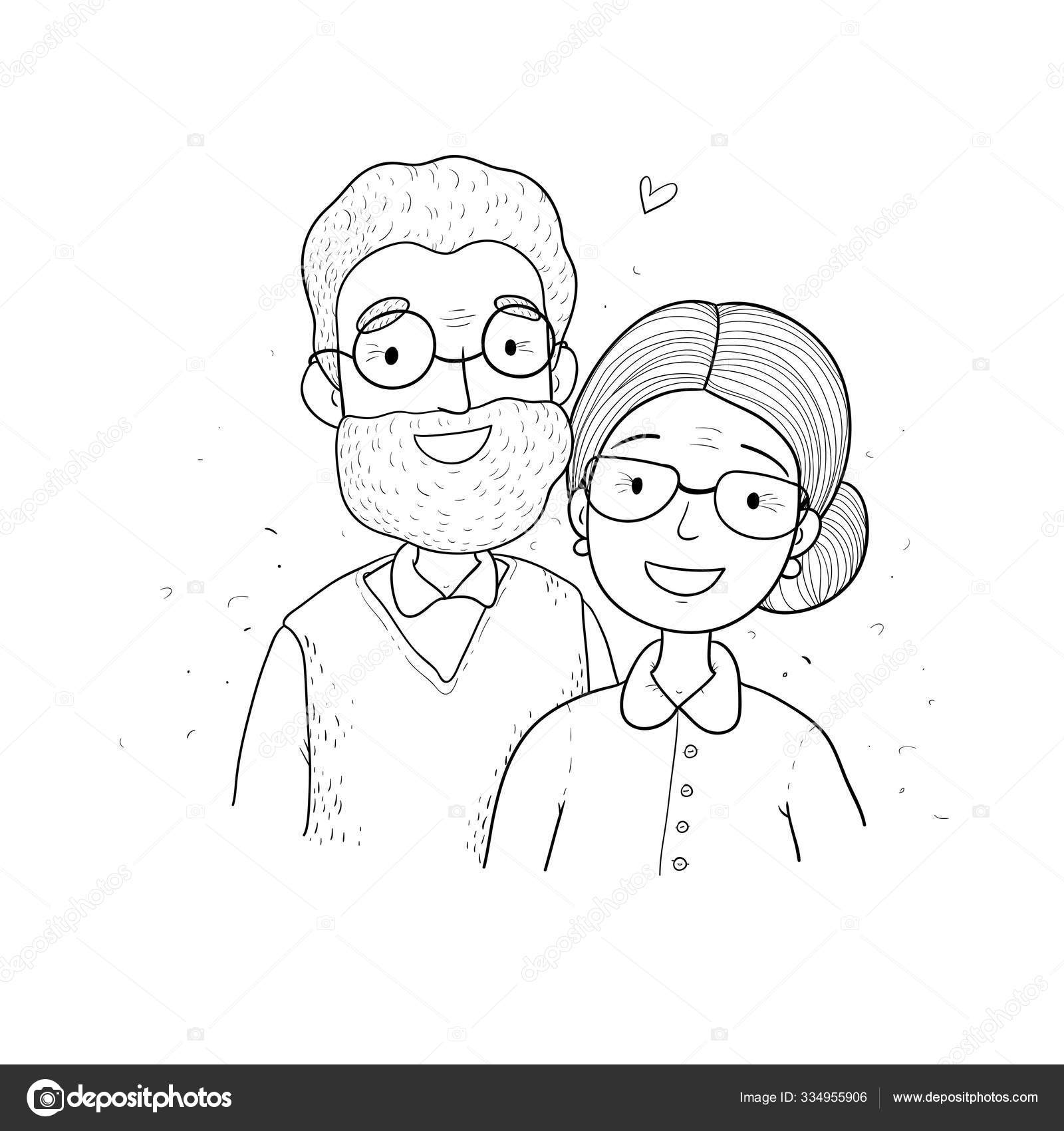 Happy Grandpa And Grandma Parents Standing Together Vecto Illustration  Royalty Free SVG, Cliparts, Vectors, and Stock Illustration. Image 82261987.