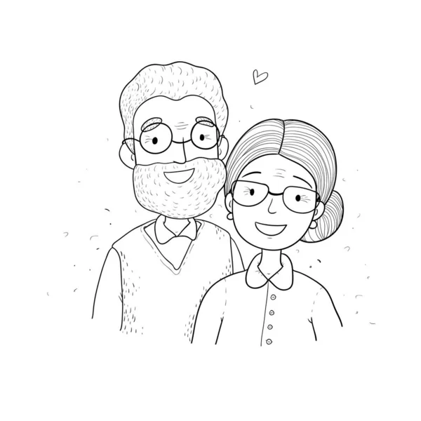 Feliz pareja de ancianos. Abuela y abuelo. Vector — Archivo Imágenes Vectoriales