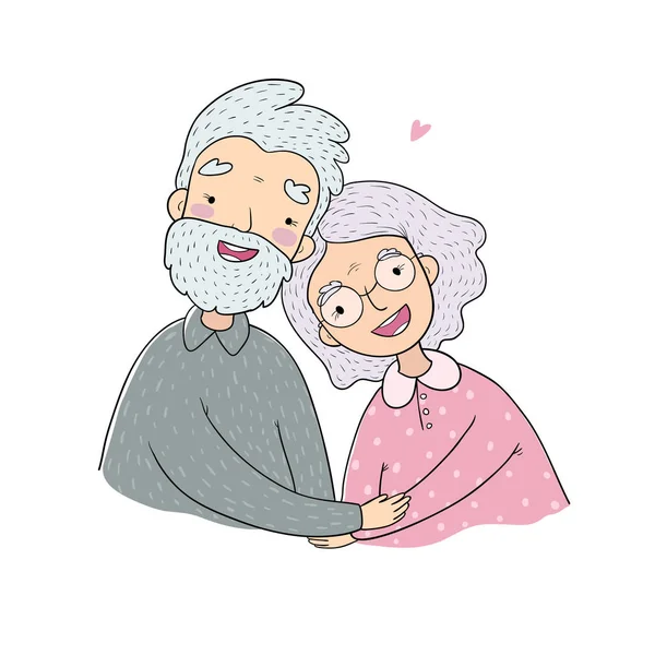 快乐的老夫妇。 祖母和祖父。 B.病媒 — 图库矢量图片