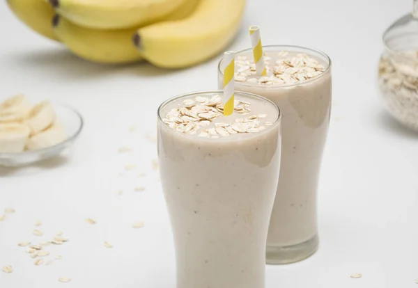 Milk shake with banana and oatmeal