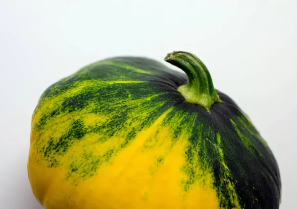 Manchado patty squash em um fundo branco . — Fotografia de Stock