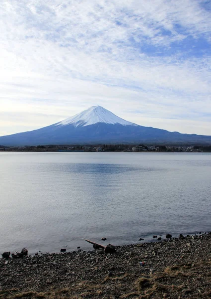 Fuji Dağı Nın Orman Göl Ile Kış Manzara Japonya Doğası — Stok fotoğraf