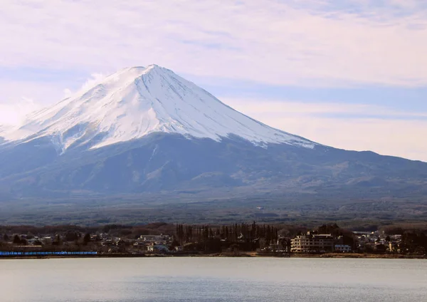 Zimowy Krajobraz Mount Fuji Las Jezioro Natura Japonii Znanych Pięknych — Zdjęcie stockowe