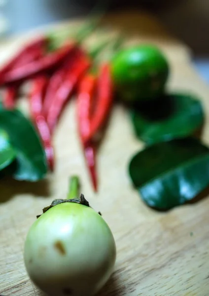 Ingredientes Para Cozinhar Sopa Tailandesa Legumes Mesa Famoso Asiático Comida — Fotografia de Stock