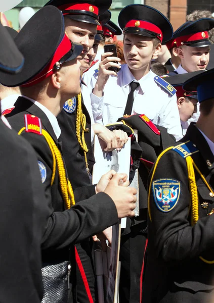 2018 Moscú Rusia Día Victoria Moscú Cadetes Con Uniforme Desfile —  Fotos de Stock