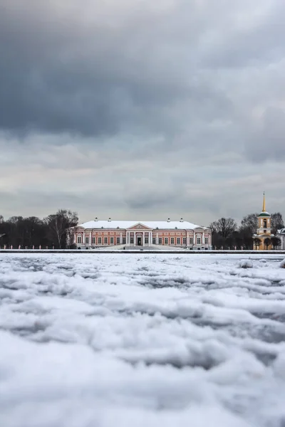 Manor Palace Kuskovo Invierno Moscú Rusia Vista Otro Lado Del — Foto de Stock