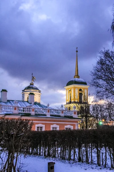 Chiesa Campanile Homestead Kuskovo Hfrk Mosca Inverno Luoghi Interesse Storico — Foto Stock
