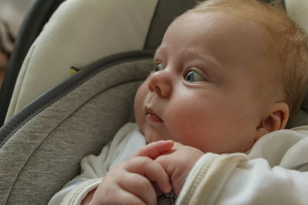 Neonato Trova Passeggino Guardando Lontano — Foto Stock