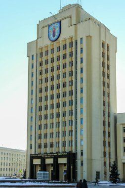 28.01.2012, Minsk, Belarus. Minsk 'in kış mevsiminde şehir manzarası.
