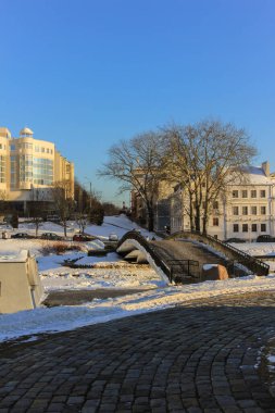 28.01.2012, Minsk, Belarus. Minsk 'in kış mevsiminde şehir manzarası.